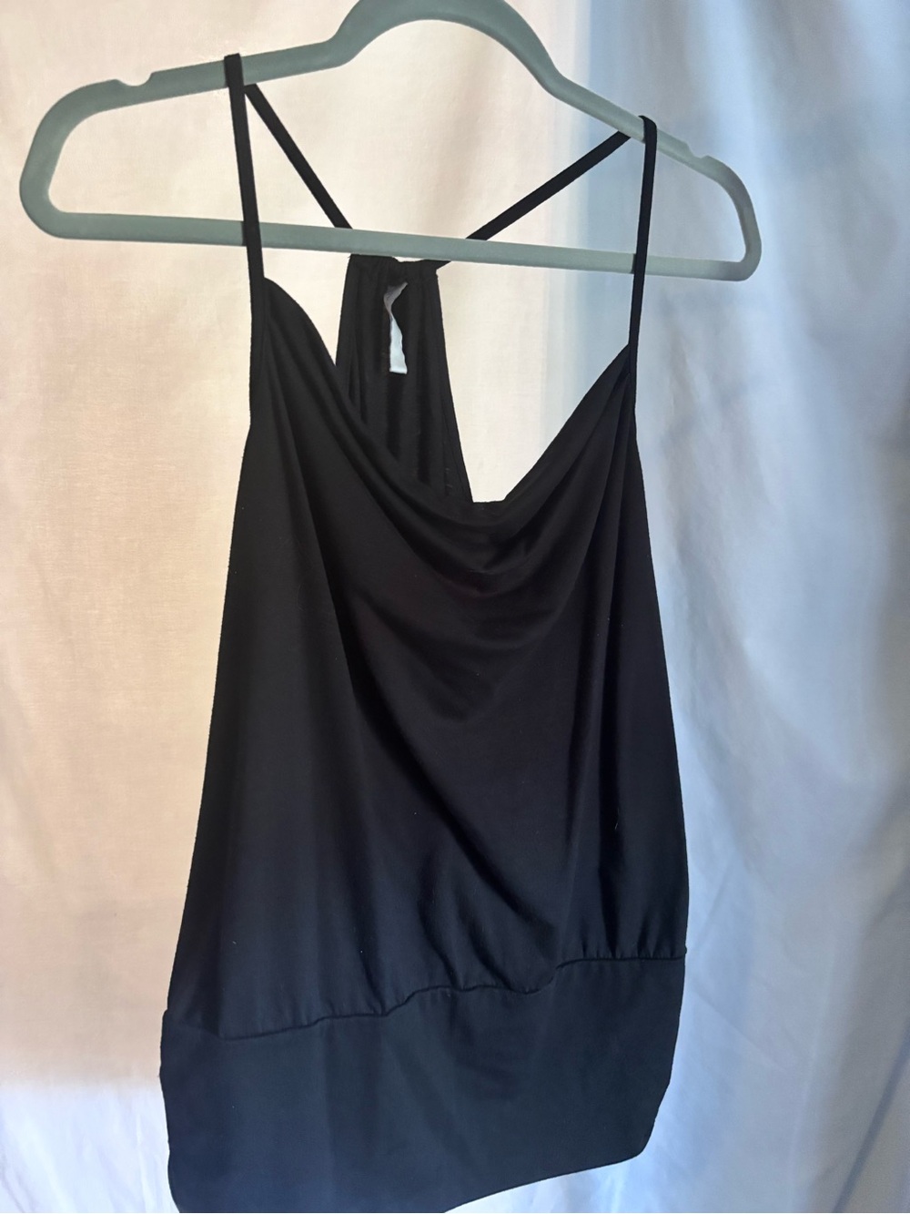 Y2K Black Draped Cowl Neck Tank Top
